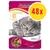 Benek Chicken Adult, 48x bustine, extra vitamins, high protein, 74%, Super Chunks High Quality. Immagine di un gatto grigio su confezione per gatti adulti.