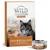 Wild Freedom Instinctive Open Bushlands kattenvoer, verpakking en blikje zichtbaar. Tekst: met vers spiervlees, 100% graanvrij recept, 6 x 70 g.