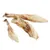 Three dried pig ears as a natural chew snack, beige-brown colour, various sizes.
