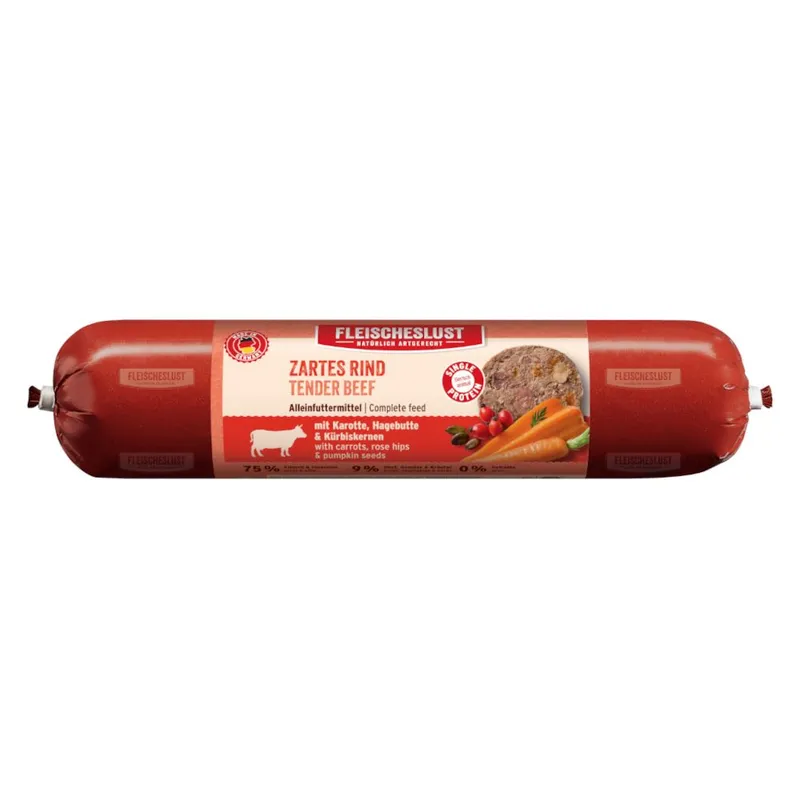 Fleischeslust Classic 16 x 400 g - Pack ahorro - Vacuno con zanahoria, rosa mosqueta y semillas de calabaza