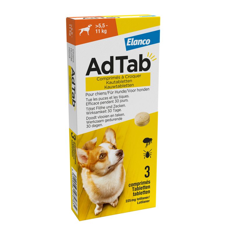 AdTab Comprimés à croquer pour chien de taille moyenne (5,5 à 11 kg)