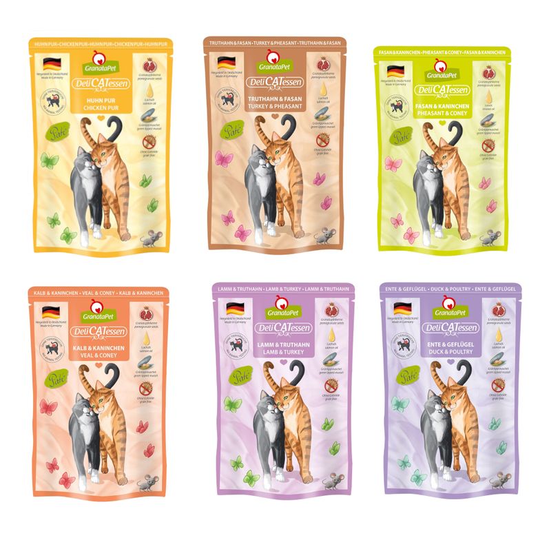 6 x 85 g GranataPet DeliCatessen portionsposer + 85 g KITTY Cat Adult Paté gratis!