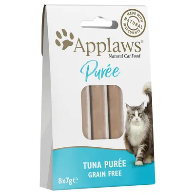 Applaws Natural Cat Food Purée, made with natural ingredients, tuna purée, grain free, pack of 8x7g.