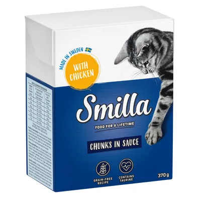 Smilla Chunks in Sauce с курицей, произведено в Швеции, 370 г. Беззерновой рецепт, содержит таурин.