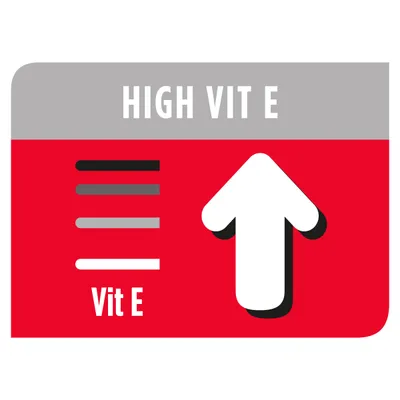High vitamin E content indicated with upward arrow and text 'Vit E'