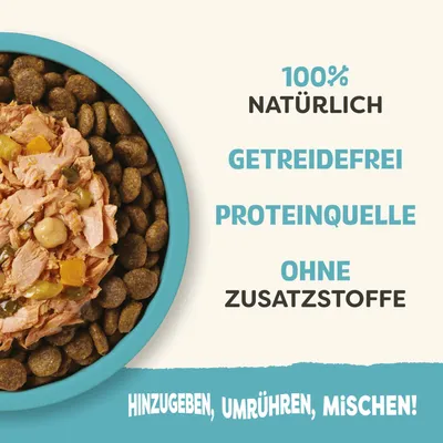 100 % naturel, sans céréales, source de protéines, sans additifs. Ajouter, remuer, mélanger !