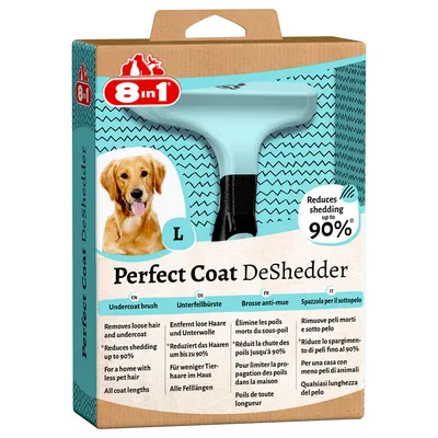 8in1 Perfect Coat DeShedder Unterfellbürste Grösse L. Entfernt lose Haare und Unterwolle, reduziert Haaren um bis zu 90%, für weniger Tierhaare im Haus, alle Felllängen.