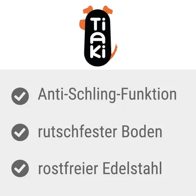 Tiaki. Anti-Schling-Funktion, rutschfester Boden, rostfreier Edelstahl.
