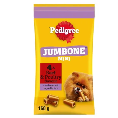 PEDIGREE® JUMBONE™ Mini Adult Small Dog Treats Beef & Poultry - 160g (4 chews) PEDIGREE® JUMBONE™ Mini Adult Small Dog Treats Beef & Poultry - 160g (4 chews)