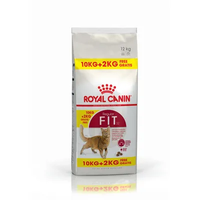 Royal Canin Fit 32 alimento para gatos, paquete de 12 kg con oferta: 10 kg + 2 kg gratis. Para gatos adultos, ayuda al control de peso y salud del pelaje.