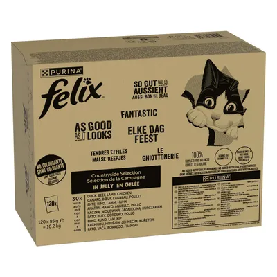 120 x 85 g Felix nedvestáp + 24 x 40 g Sauce Time csirke & pulyka ingyen - Fantastic húsválogatás 120 x 85 g Felix nedvestáp + 24 x 40 g Sauce Time csirke & pulyka ingyen - Fantastic húsválogatás