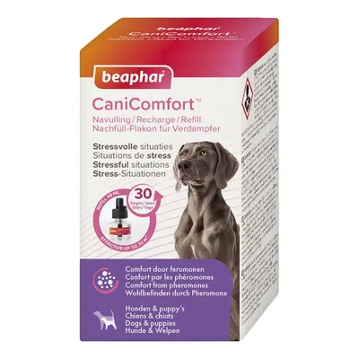 Beaphar CaniComfort refill for diffuser, 48ml, provides comfort from pheromones for dogs and puppies, effective up to 30 days, helps in stressful situations.