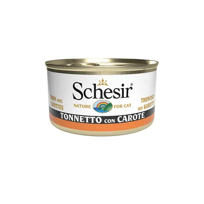 Schesir Nature for Cat, Thunfisch mit Karotten, Tonnetto con Carote. Katzenfutter in Dose.