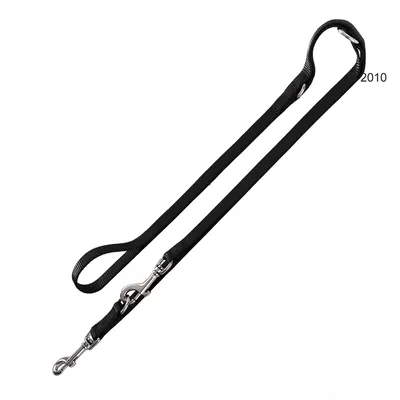 Adjustable black lead with two metal clips and a handle, shown fully extended to display attachment points.