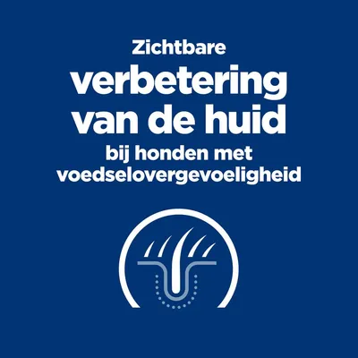 Zichtbare verbetering van de huid bij honden met voedselovergevoeligheid