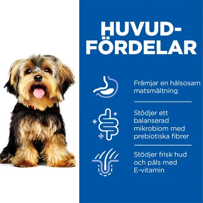 HUVUDFÖRDELAR: Främjar en hälsosam matsmältning, stöder ett balanserad mikrobiom med prebiotiska fibrer, stöder frisk hud och päls med E-vitamin.