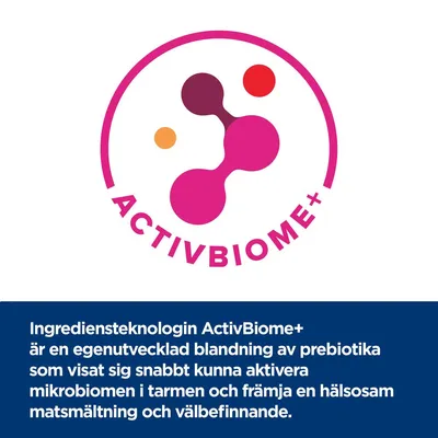 Ingrediensteknologin ActivBiome+ är en egenutvecklad blandning av prebiotika som visat sig snabbt kunna aktivera mikrobiomen i tarmen och främja en hälsosam matsmältning och välbefinnande.