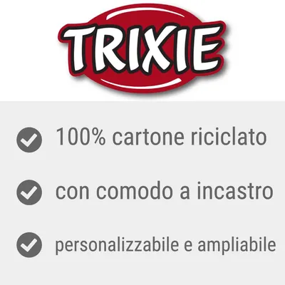 TRIXIE. 100% cartone riciclato, con comodo a incastro, personalizzabile e ampliabile.