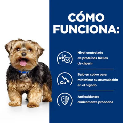 CÓMO FUNCIONA: Nivel controlado de proteínas fáciles de digerir. Bajo en cobre para minimizar su acumulación en el hígado. Antioxidantes clínicamente probados.