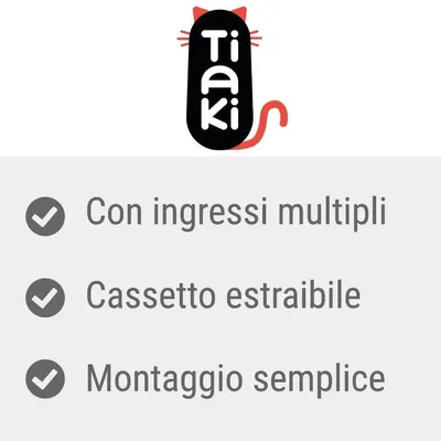 Tiaki. Con ingressi multipli, cassetto estraibile, montaggio semplice.