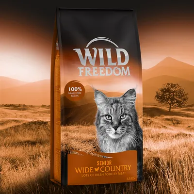 Wild Freedom Senior Wide Country Katzenfutter, 100% getreidefreie Rezeptur, viel frisches Geflügelfleisch, 6,5 kg Packung.
