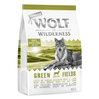 Wolf of Wilderness Senior Green Fields, 100% grain-free recipe, lots of fresh chicken meat & lamb with wild berries, roots and wild herbs, 400 g