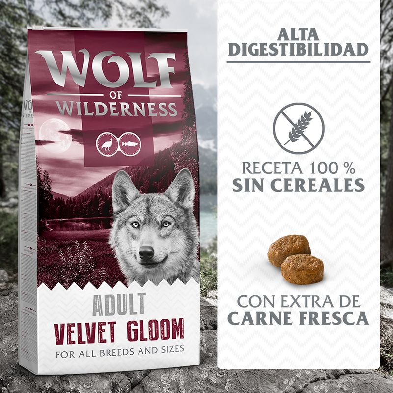 Wolf of Wilderness Adult «Velvet Gloom» pavo y trucha, sin cereales