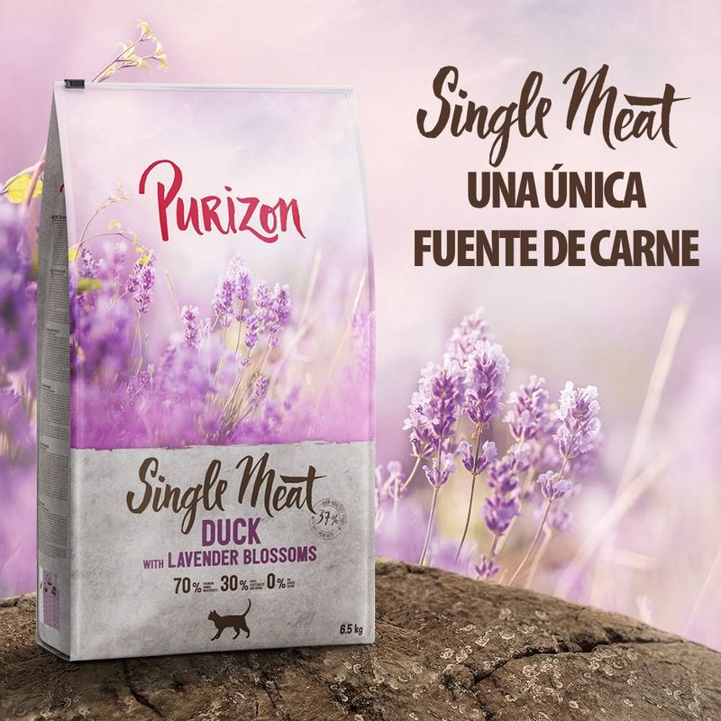 Purizon Single Meat con pato y flores de lavanda pienso para gatos