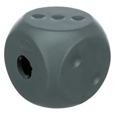 Trixie cubo grigio in plastica con apertura per snack, adatto come gioco o dispenser di ricompense.