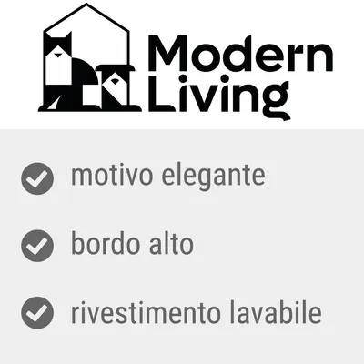 Modern Living, motivo elegante, bordo alto, rivestimento lavabile