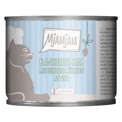 MjAMjAM nedves eledel macskáknak, blansírozott borjú répával szószban, gabonamentes.