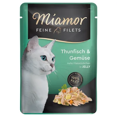 Miamor Feine Filets tuniak a zelenina, svetlé kúsky filé v želé, 100% filé vo vrecku na čerstvosť.