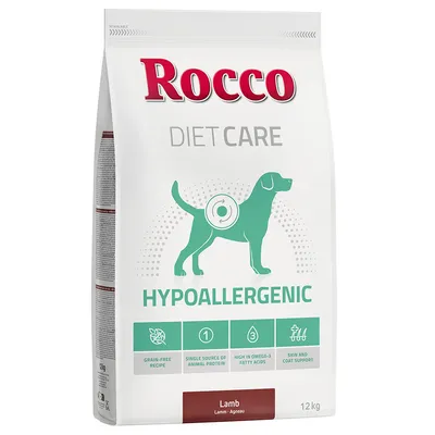 Rocco Diet Care υποαλλεργική τροφή για σκύλους με αρνί, χωρίς δημητριακά, ωμέγα-3 λιπαρά οξέα, φροντίδα δέρματος και τριχώματος, συσκευασία 12kg.
