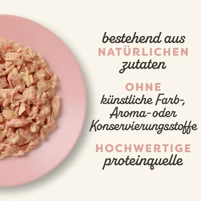 Texte en allemand : bestehend aus natürlichen zutaten, ohne künstliche Farb-, Aroma- oder Konservierungsstoffe, hochwertige proteinquelle