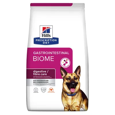 Hill's Prescription Diet Gastrointestinal Biome ActivBiome+-nal, emésztés/szálgondozás, állatorvosok ajánlásával. Támogatja az emésztést és a székletet.