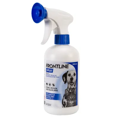 Frontline Spray, 500 ml. Lösung zur Behandlung von Flöhen, Zecken und Haarlingen bei Hunden und Katzen.