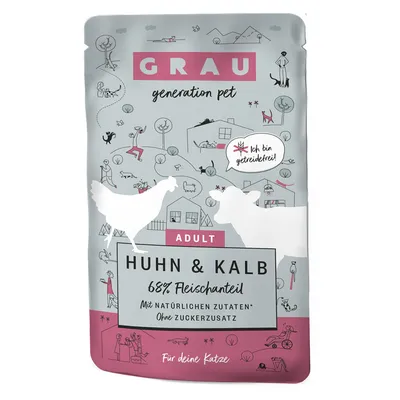 GRAU generation pet Adult Huhn & Kalb, 68% Fleischanteil, mit natürlichen Zutaten, ohne Zuckerzusatz, getreidefrei. Für deine Katze.
