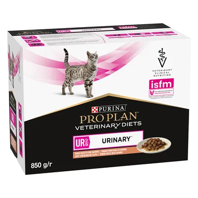 Purina Pro Plan Veterinary Diets Urinary, 850 g, mjuka bitar med lax. ISFM-certifierad för veterinärmedicinsk näring.
