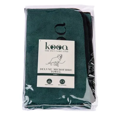 kooa Deluxe Microfibre Towel, Grösse L, hochabsorbierend, mit zwei Taschen. The Pet Care Line.