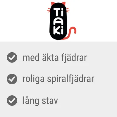 Tiaki. med äkta fjädrar, roliga spiral­fjädrar, lång stav