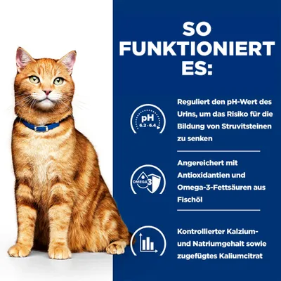 So funktioniert es: Reguliert den pH-Wert des Urins, angereichert mit Antioxidantien und Omega-3-Fettsäuren aus Fischöl, kontrollierter Kalzium- und Natriumgehalt, zugefügtes Kaliumcitrat. So funktioniert es: Reguliert den pH-Wert des Urins, angereichert mit Antioxidantien und Omega-3-Fettsäuren aus Fischöl, kontrollierter Kalzium- und Natriumgehalt, zugefügtes Kaliumcitrat.