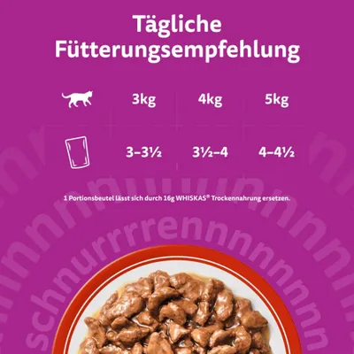 Whiskas 1+ Adult Frischebeutel 40 x 85 g - Klassische Auswahl in Sauce (4 Sorten) Whiskas 1+ Adult Frischebeutel 40 x 85 g - Klassische Auswahl in Sauce (4 Sorten)