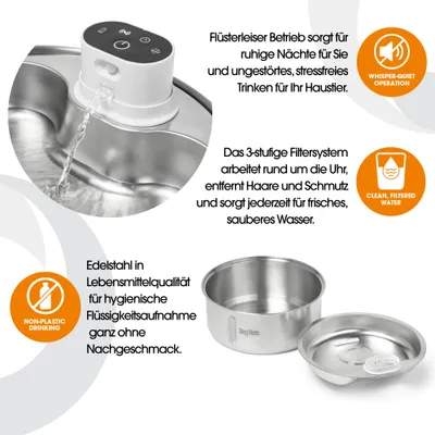 Dog Mate Trinkbrunnen Edelstahl Wireless - 8 L Dog Mate Trinkbrunnen Edelstahl Wireless - 8 L