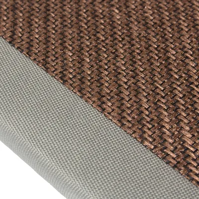 Nahaufnahme eines braunen und grauen Textilgewebes mit unterschiedlichen Strukturen, geeignet für Produktmaterialbeschreibung.