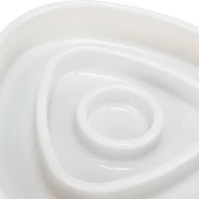 White feeding bowl with raised rings to slow down eating speed.
