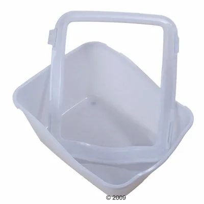 Läpinäkyvä muovinen kulma-alusta, jossa irrotettava reuna. Materiaali: muovi. Ei näkyvää tuotemerkkiä tai tekstiä.