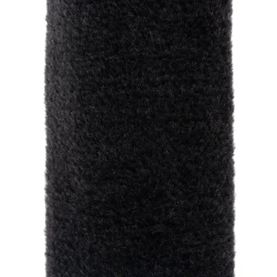 Close-up of a black, fluffy material. Suitable for describing texture or material properties.
