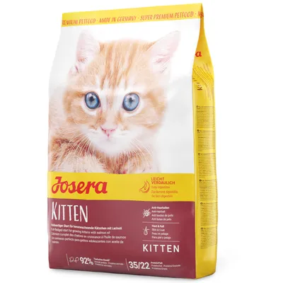 Josera Kitten cibo secco per gatti in crescita con olio di salmone, facilmente digeribile, anti-boli di pelo, pelle e pelo, rapporto proteine/grassi 35/22, 92% proteine animali.