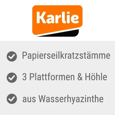 Karlie. Krabpalen van papieren touw, 3 platforms en hol, van waterhyacint.