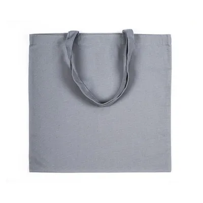 Borsa shopper in tessuto grigio con due manici, senza loghi o decorazioni visibili. Borsa shopper in tessuto grigio con due manici, senza loghi o decorazioni visibili.